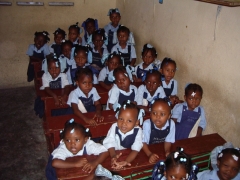 An orphanage classroom...